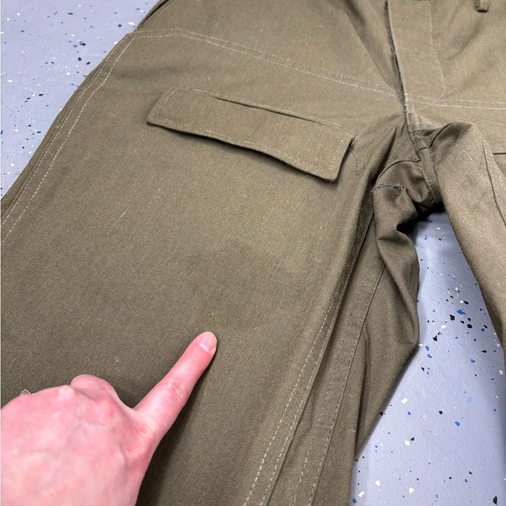 Vintage 80s Czech Army M85 Combat Cargo Pants Khaki Cotton Double Knee XL 40x32